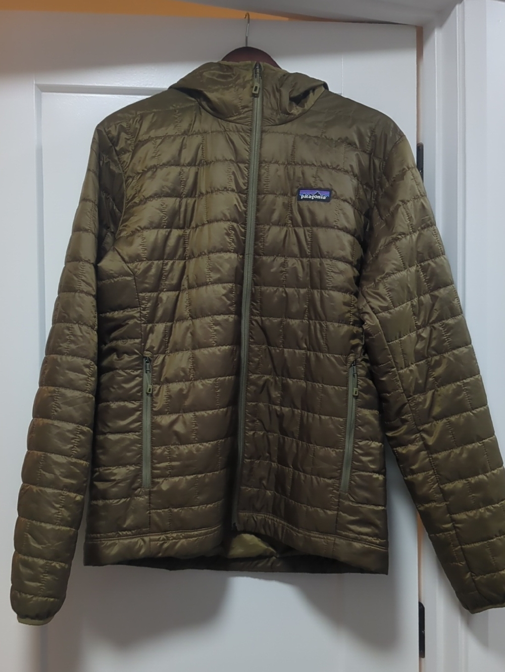 Patagonia Olive Green Hooded Nano Puffer Jacket
